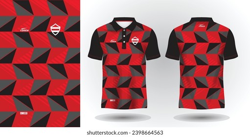 red and black abstract polo sport shirt sublimation jersey template