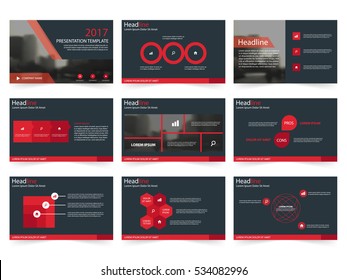 Preto Vermelho modelos de apresentação abstrata, Elementos infográficos conjunto de design plano para o relatório anual folheto folheto de marketing banner publicitário