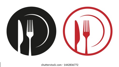 Red Black Abstract Restaurant Icons  Stock Vector