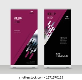 red black Abstract Shapes Modern Exhibition Advertising Trend Business Roll Up Banner Stand Poster Brochure flat design template creative concept. red black Roll Up EPS. Presentation Cover