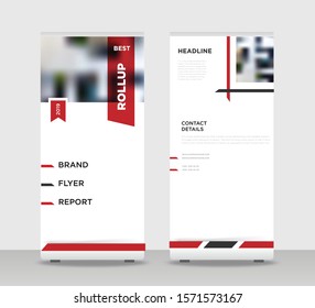 Red black Abstract Shapes Modern Exhibition Advertising Trend Business Roll Up Banner Stand Poster Brochure flat design template creative concept. Red black Roll Up EPS. Presentation Cover