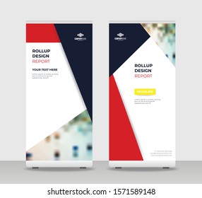 red black Abstract Shapes Modern Exhibition Advertising Trend Business Roll Up Banner Stand Poster Brochure flat design template creative concept. red black Roll Up EPS. Presentation Cover