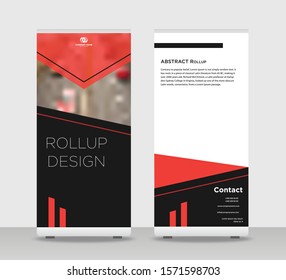 red black Abstract Shapes Modern Exhibition Advertising Trend Business Roll Up Banner Stand Poster Brochure flat design template creative concept. red black Roll Up EPS