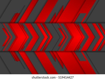 Red and black abstract tech arrows background. Vector technology design