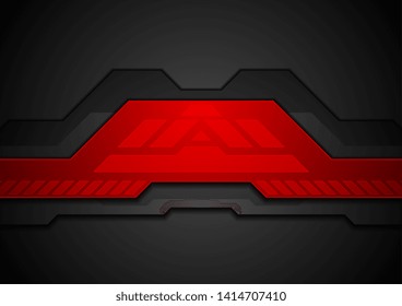Red and black abstract technology geometric background. Vector dark corporate design