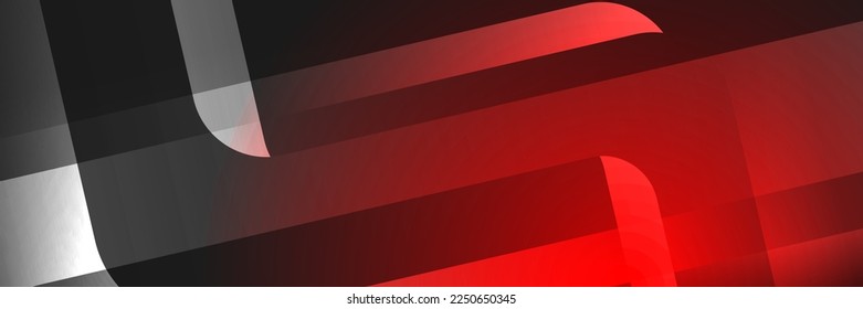 Red and black abstract techology geometry banner. Vector background