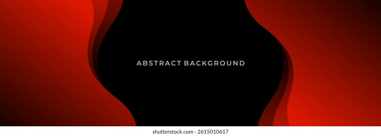 Red and Black Abstract Wave Background with Center Text Space