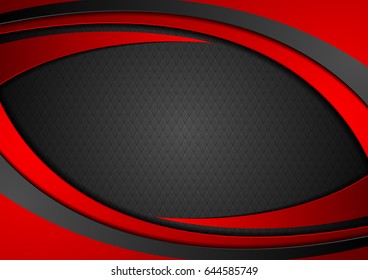 Red and black abstract wavy corporate vector background