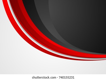 Red and black abstract wavy corporate digital background. Vector illustration