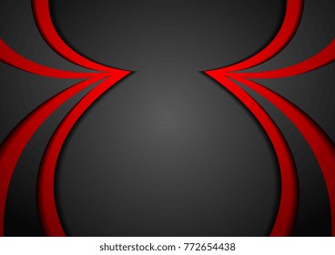 Red and black abstract wavy corporate digital background. Vector illustration