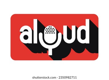 Red black aloud logotype template with microphone