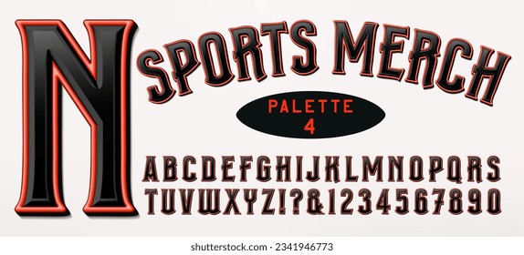 A red and black alphabet with 3d effects that is appropriate for sports team logos and merchandising