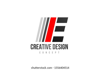 red black alphabet letter E logo icon design for company or business. Suitable as a logotype