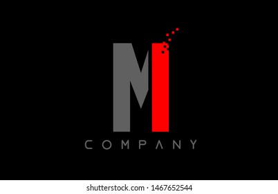 red black alphabet letter M logo design suitable for a company or business