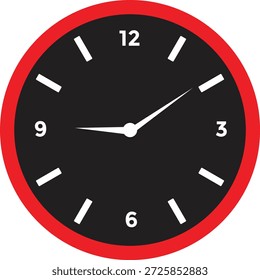 Rot und Schwarz Analoges Uhrsymbol, Wanduhr, Vektorgrafik