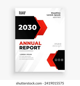 red and black annual report flyer for magazine or catalog print vector