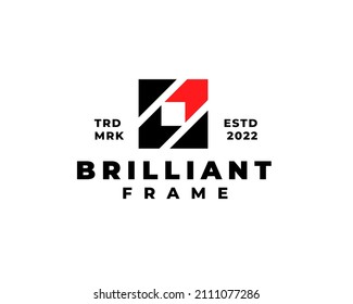 Red And Black Arrows Rectangle Frame Logo. Vector Illustration