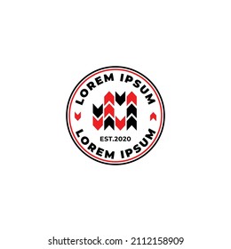 red and black arrows stamp logo concept. Vector illustration