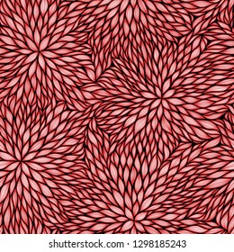 red and black astra petals. abstract floral seamless pattern