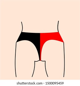 red and black back side underwear  on pink background