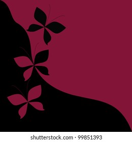Red and black background with butterflies