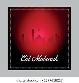 Fondo rojo y negro de Eid Mubarak