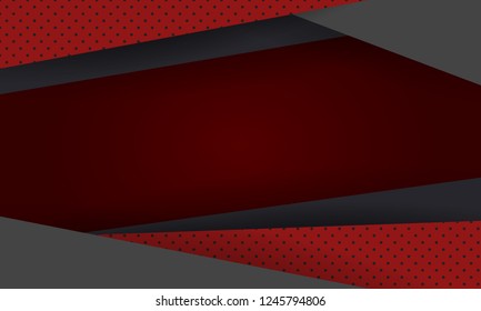 Red and black background overlap dimension grey vector illustration message board for text and message design modern website