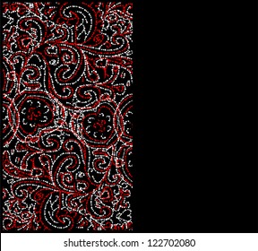 red and black background with a pattern and heart vector