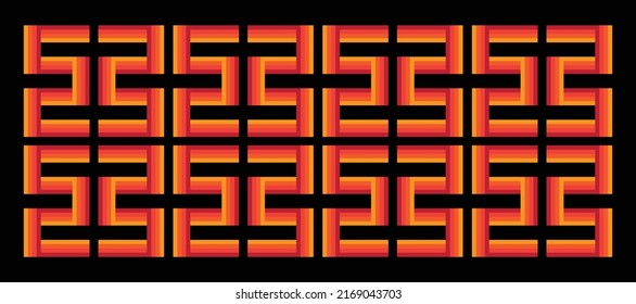 red and black background, seamless pattern design, maze wallpaper, bold color illustration shapes, color grading illustration.