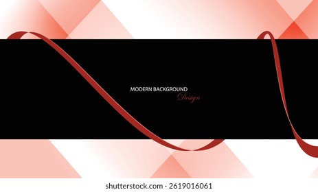 Red and Black  background vector design. Red curved ribbon in black background. Modern background. Suit for banner, backdrop, background, name card, invitation card, poster, presentation, etc
