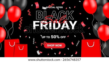 Red and Black Balloon Theme Black Friday Promotion