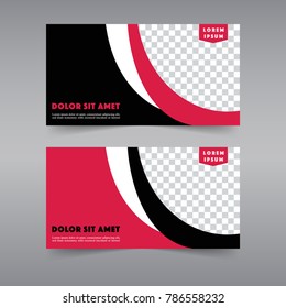 Red and black banner template. Vector illustration. Design of card for gift coupon, invitation, certificate, diploma etc.