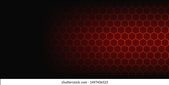 Red, black beehive background. Honeycomb, bees hive cells pattern. Bee honey shapes. Vector geometric seamless texture symbol. Hexagon, hexagonal raster, mosaic cell sign or icon. Gradation color.