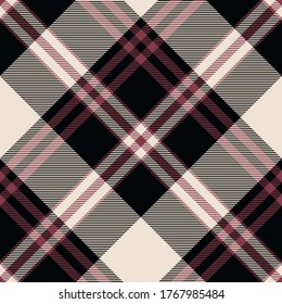 Colores rojos, negros y beige comprueban diagonal un patrón escocés sin fisuras.Textura a partir de manteles, prendas de vestir, camisas, vestidos, papel, ropa de cama, mantas y otros productos textiles.