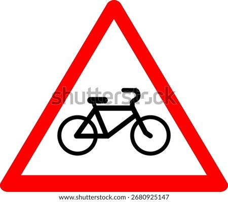 Red and Black Bicycle Crossing Warning Sign Vector Set for Traffic Safety and Road Alerts
