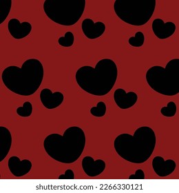 Red Black Big Heart Pattern Paper