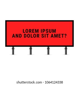 Red and Black Billboard. Black Text on a Red Background. Widescreen Banner. Vector Illustration of a Large Billboard.