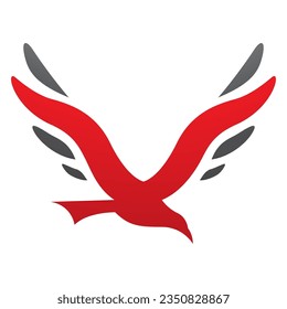 Red and Black Bird Shaped Letter V Icon on a White Background