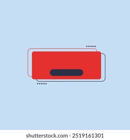 rótulo em branco preto vermelho em design de vetor plano.