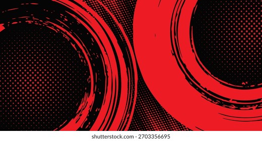 Red, black, and blue gradient grunge texture background with halftone dots. modern.