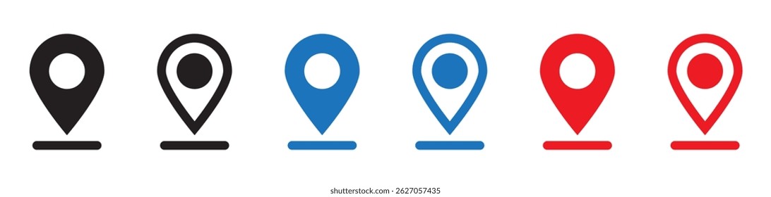 Red, black and blue maps pin. Geolocation icon Location map icon.