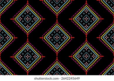 Rojo Negro Azul Patrón sin fisuras Geometría Azteca Nativo Americano  