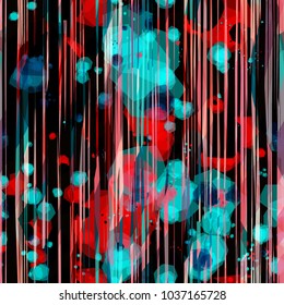 Red, black, blue seamless texture. lines and spots. Abstract vector background for web page, banners backdrop, fabric, home decor, wrapping