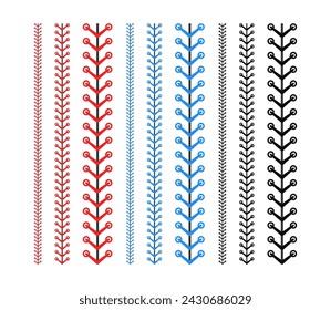 Red, black and blue stitch or stitching of the baseball Isolated on white background. Vector illustration