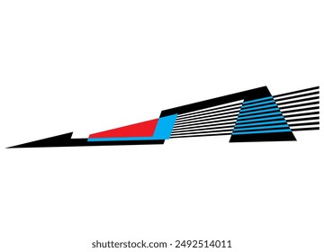 Red black and blue vector pattern with lines on a white background. for cars, motorcycles, yachts, SUVs, sportswear and toys. Sports design element. Sharp triangular arrow. Races