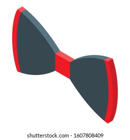 Red black bowtie icon. Isometric of red black bowtie vector icon for web design isolated on white background
