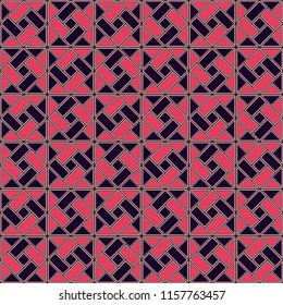 Red and black brick spiral diagonal texture with triangle seamless pattern