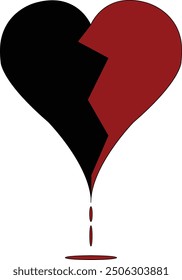 red and black broken heart - shattered love