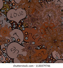Red, black and brown on colors. It can be used on wallpaper, wrapping boxes, mug prints, baby apparels etc. Vector illustration. Seamless pattern Nice fabric pattern. Doodles pattern. Cute background.