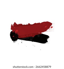 Gráfico de elemento abstracto de trazo de tinta de pincel rojo y negro